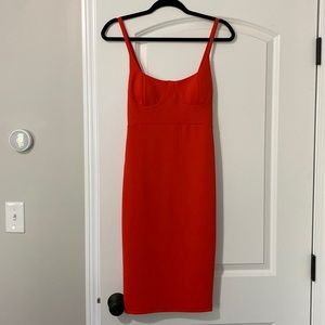 Orange midi bodycon dress